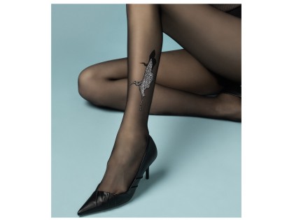 Чорні жіночі колготки з татуюванням на щиколотці - 2