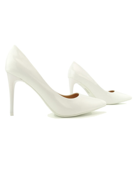 Women's white classic lacquered stilettos - 3