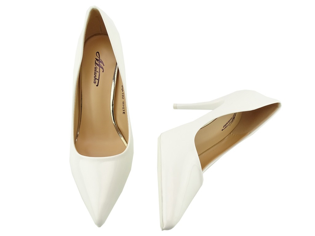 Stilettos blancs classiques laqués pour femmes - 4