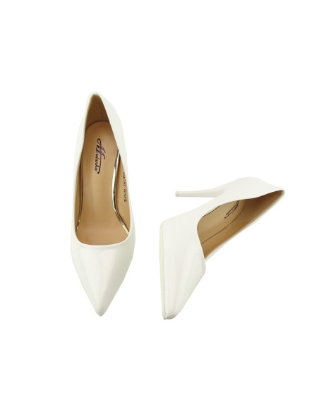 Women's white classic lacquered stilettos - 4