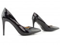 Pantofi stiletto clasici negri lăcuiți pentru femei - 3