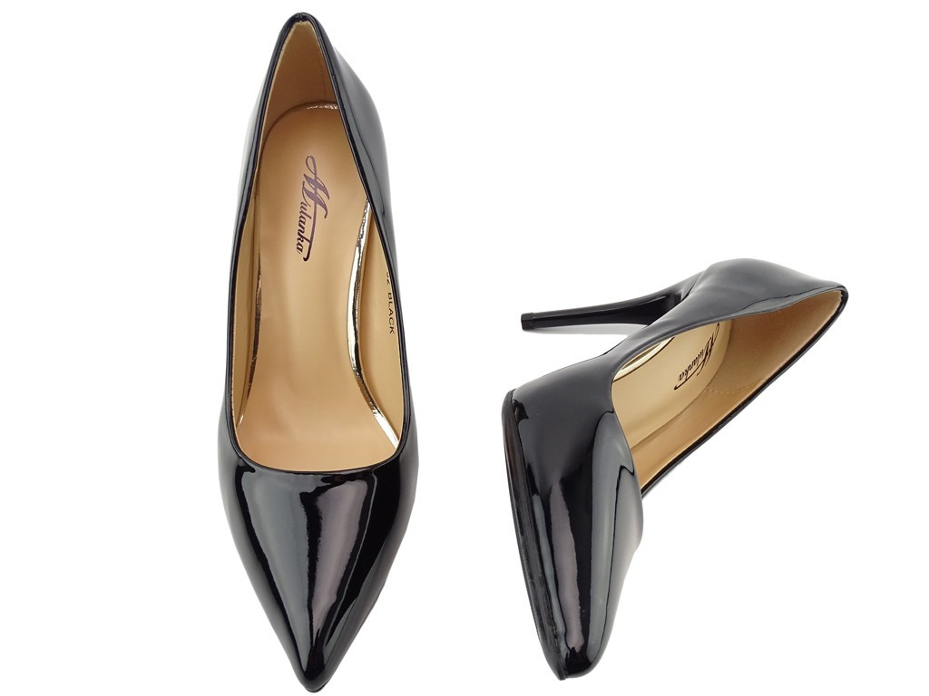 Talons aiguilles classiques laqués noirs pour femmes - 4