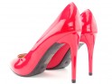 Pantofi stiletto de damă roșii clasic lăcuiți de culoare roșie - 2