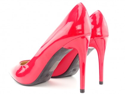 Női piros klasszikus lakkozott tűsarkú cipő - 2