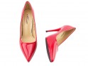 Pantofi stiletto de damă roșii clasic lăcuiți de culoare roșie - 4