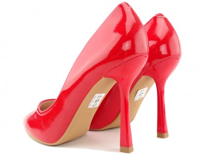Červené klasické topánky na podpätku - 2