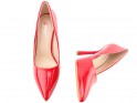 Červené klasické topánky na podpätku - 4