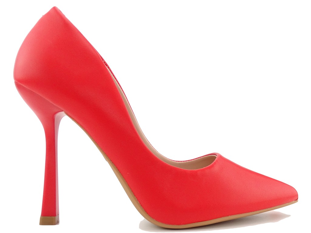 Czerwone matowe szpilki buty damskie - 1