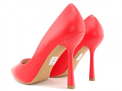 Red matte stilettos women's shoes - 2