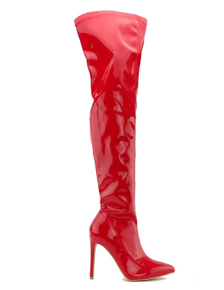 Bottes longues laquées rouges à hauteur du genou - 1