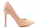 Pantofi stiletto nude mată mată matlasată pentru femei bej - 1