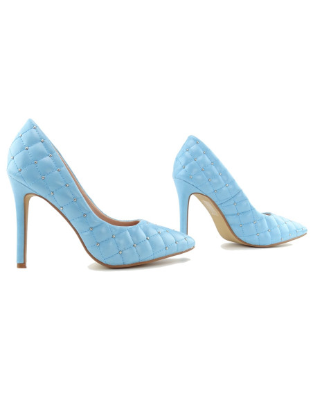 Blaue Damen-Stilettos mit matter Steppung - 3