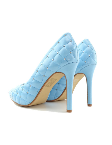 Blaue Damen-Stilettos mit matter Steppung - 2