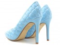 Blue women's matte quilted stilettos - 2