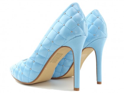 Kék női matt steppelt nude tűsarkú tűsarkú cipő - 2