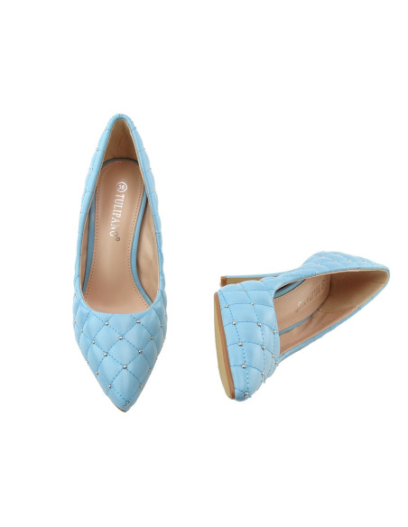 Blaue Damen-Stilettos mit matter Steppung - 4