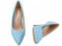 Pantofi stiletto mată mată matlasată de culoare albastră pentru femei - 4