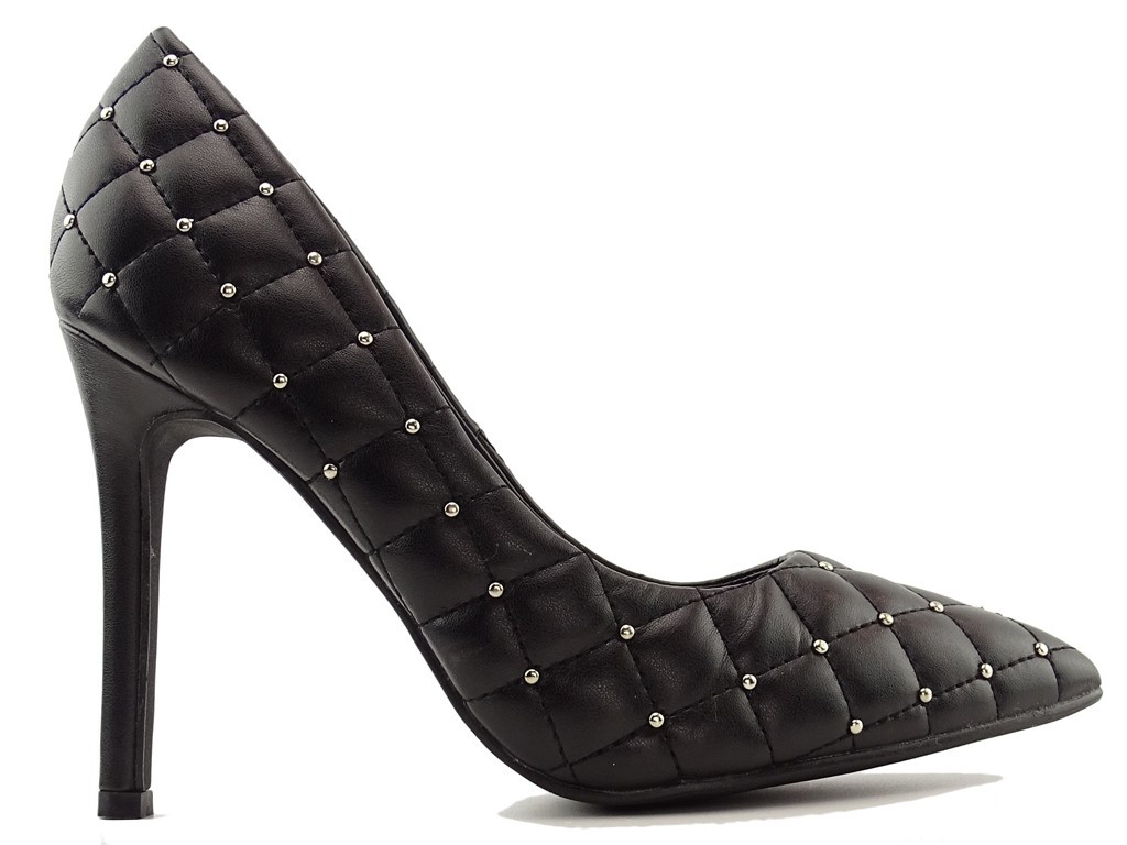 Schwarze matte, gesteppte Stilettos für Frauen - 1