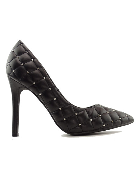 Women's black matte quilted stilettos - 1