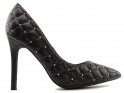 Women's black matte quilted stilettos - 1