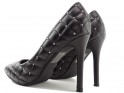 Women's black matte quilted stilettos - 2