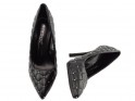 Women's black matte quilted stilettos - 4