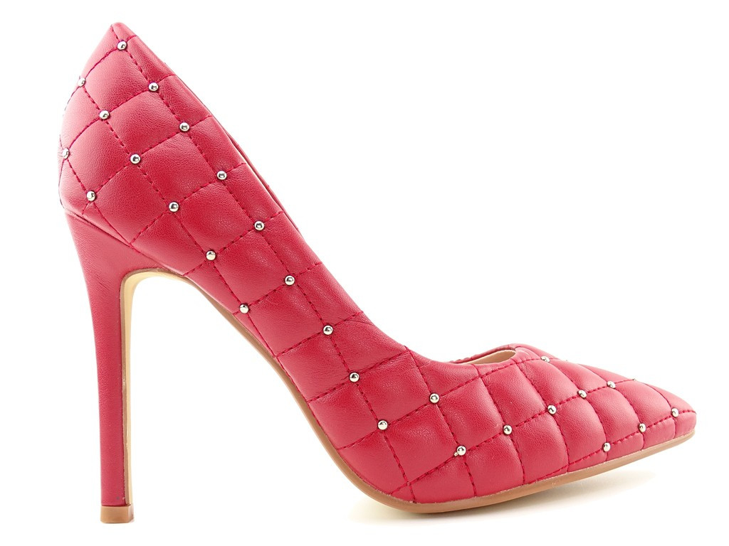 Maroon women's matte quilted stilettos - 1