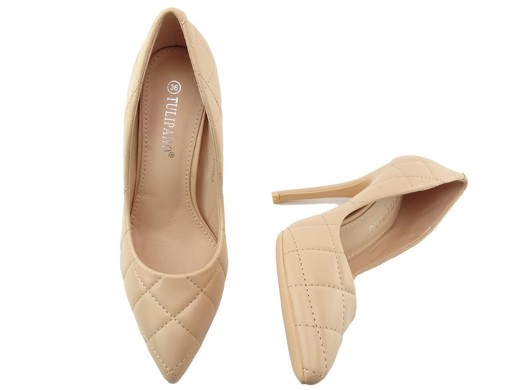 Moteriški matiniai dygsniuoti bateliai Nude beige - 4