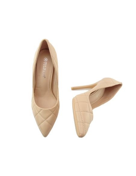 Moteriški matiniai dygsniuoti bateliai Nude beige - 4