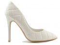 Pantofi stiletto mată mată matlasată albă pentru femei - 1