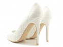 Pantofi stiletto mată mată matlasată albă pentru femei - 2