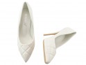 Pantofi stiletto mată mată matlasată albă pentru femei - 4