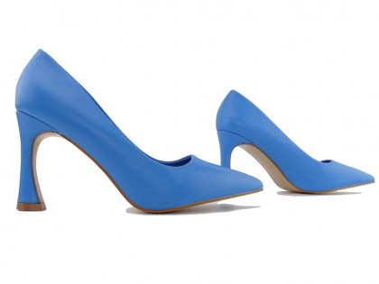Pantofi stiletto albastru mat pentru femei - 3