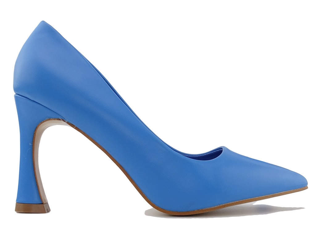 Blue matte women's stilettos - 1