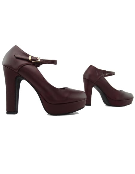 Brown platform stilettos with strap - 3