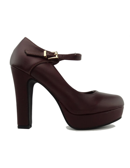 Brown platform stilettos with strap - 1