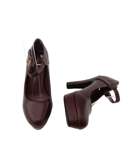 Talons aiguilles à plateforme marron avec lanière - 4