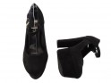 Černé semišové páskové jehlové boty s jehlovým podpatkem - 4