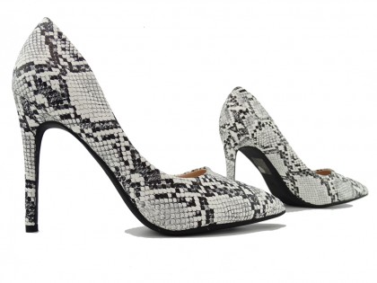 Black and white women's stilettos print snake - 3