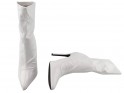 White stiletto heeled boots lacquers - 4