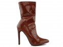 Brown lacquered boots with stiletto heel - 1
