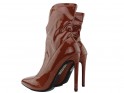 Brown lacquered boots with stiletto heel - 2