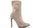 Beige stiletto heeled boots lacquers - 1