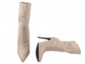 Beige stiletto heeled boots lacquers - 4