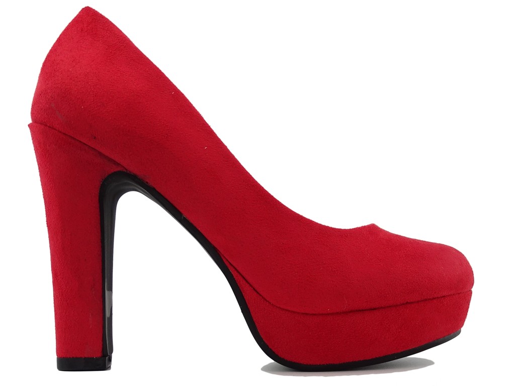 Importé - Chaussure Femme A Haut Talon - Rouge Broderie