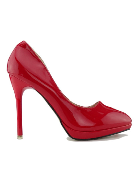 Stilettos éco en cuir verni rouge - 1