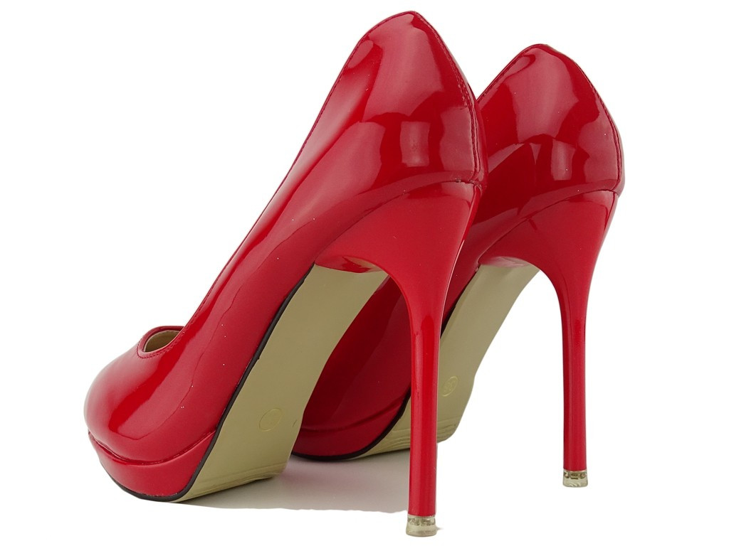 Stilettos éco en cuir verni rouge - 2