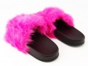 Neon pink long fur flip-flops - 3
