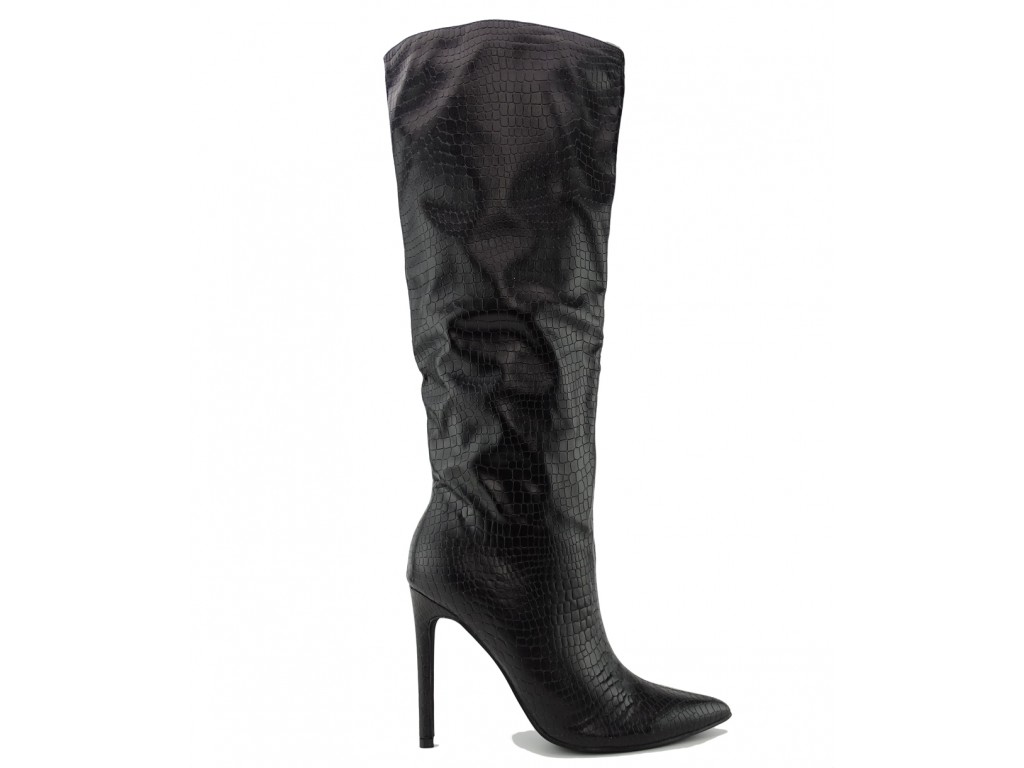 High black eco leather boots - 1