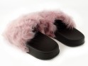 Bright pink flip-flops with long fur trim - 3